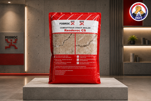 Fosroc Renderoc CS finished smooth over a sealed crack ready for painting