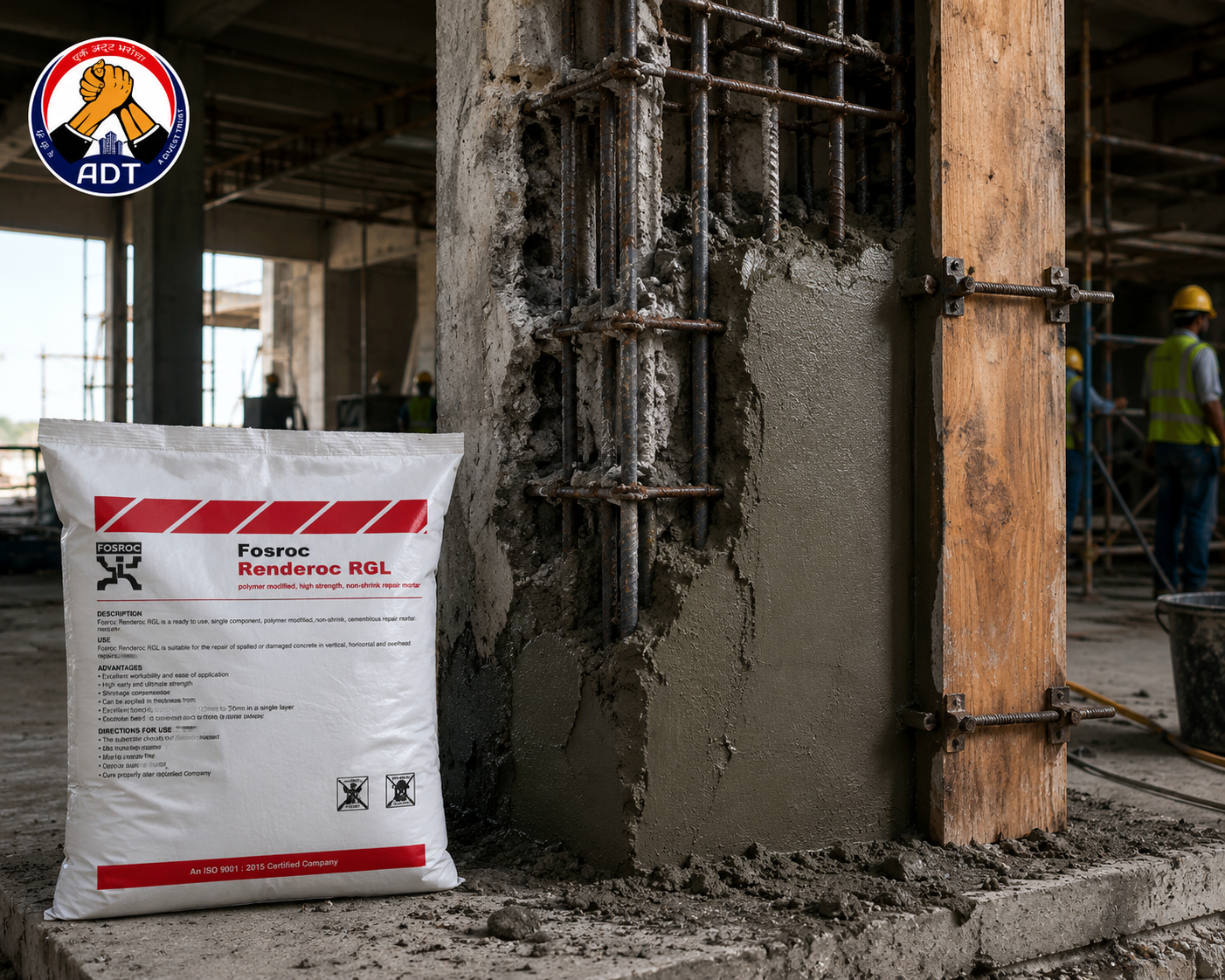 RENDEROC RGL product packaging — flowing repair micro concrete Fosroc Chemicals India Pvt Ltd
