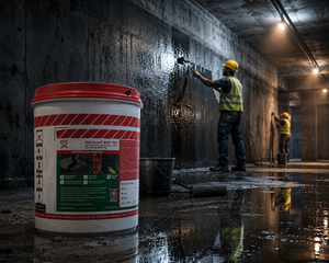 Fosroc SBR 300 waterproofing coating — reduces drying shrinkage cracking and enhances tensile strength on cementitious substrates





