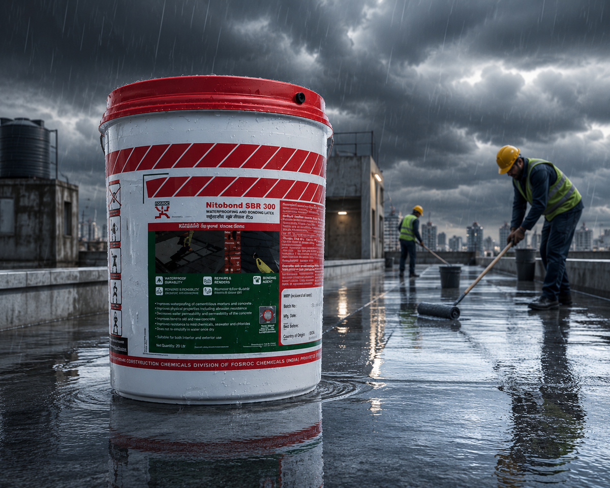 Fosroc SBR 300 — SBR-based waterproofing chemical for roof, terrace, basement, water tank and bathroom applications




