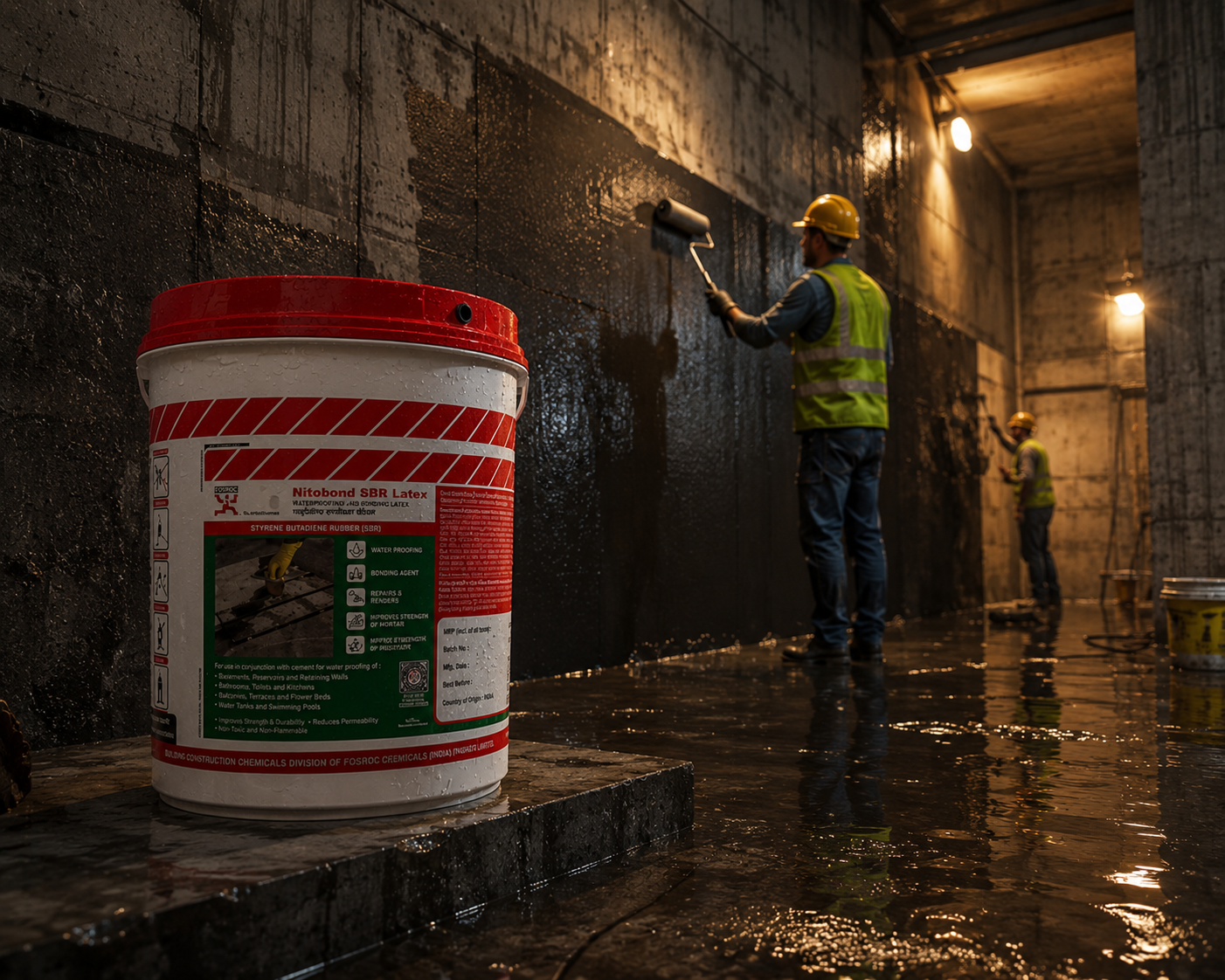 Fosroc SBR Latex — SBR-based waterproofing chemical for roof, terrace, basement, water tank and bathroom applications




