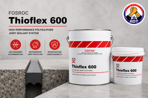 Fosroc Thioflex 600 Gun Grade base and curing agent mixed before application