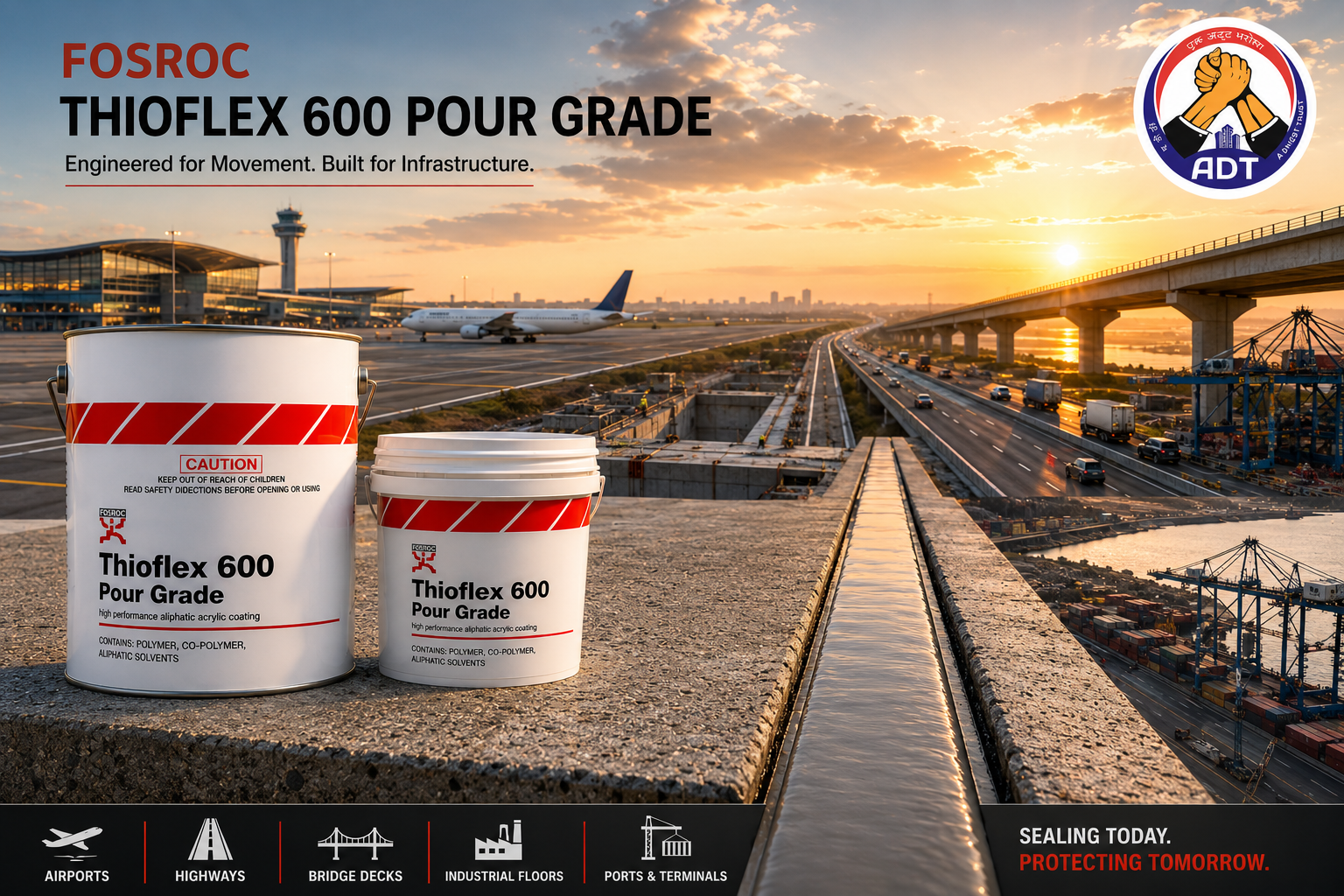 Fosroc Thioflex 600 Pour Grade base and curing agent mixed before pouring