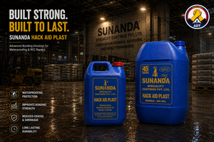 Hack Aid Plast polymer bonding agent Sunanda — concrete plaster bonding agent for smooth RCC surface plastering India
