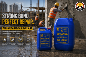 Hack Aid Plast applied on smooth concrete surface — polymer bonding agent creating adhesion key for plaster application India
