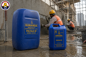 POLYALK EP mixed into cement mortar — polymer bonding agent additive for cementitious waterproofing repair applications India
