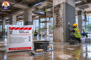 Structural concrete beam restored with Renderoc SP 40 — 40 MPa polymer-modified repair mortar strong bond India

