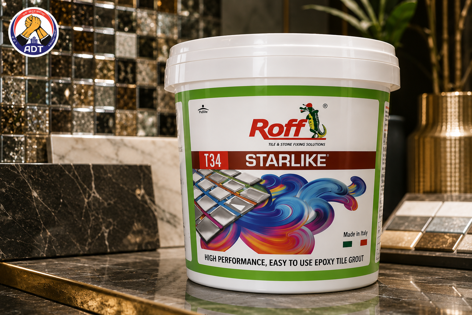 Roff Starlike stain-proof waterproof grout in a designer bathroom