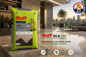 Roff T01 NCA cement-based adhesive mixed with water before tiling
