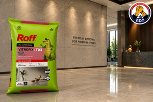 Roff T03 Vitrofix fixing glass mosaic tiles on an indoor floor