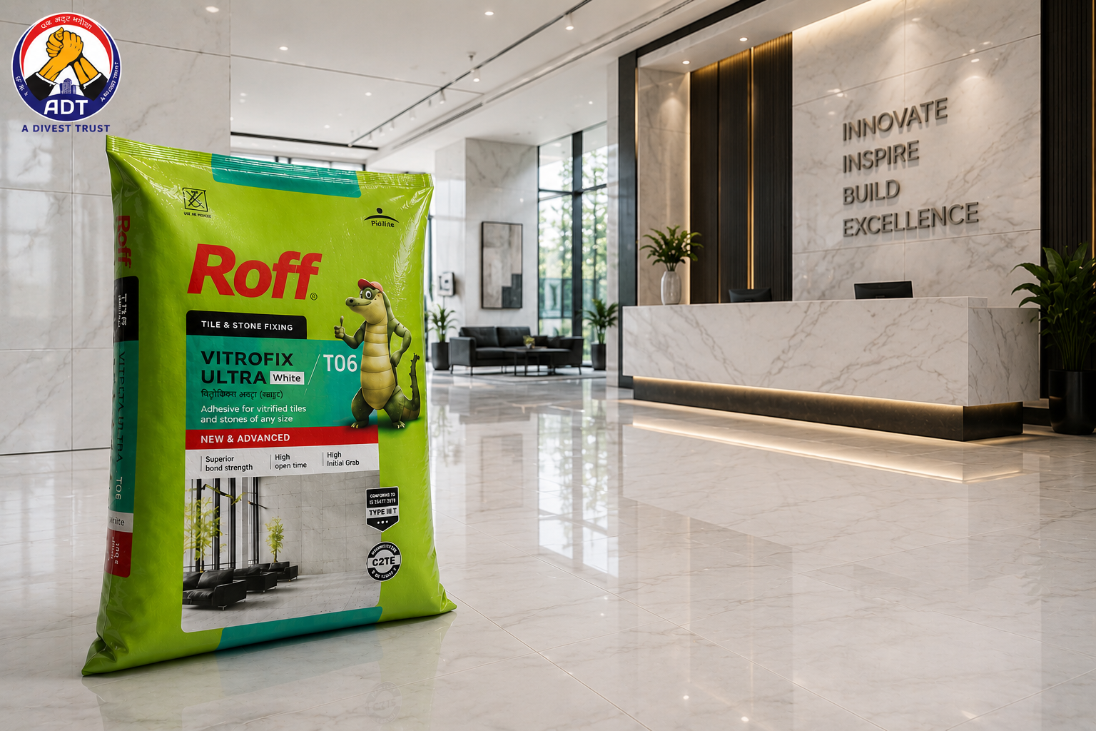 Roff T06 Vitrofix Ultra white tile adhesive bag from Roff India