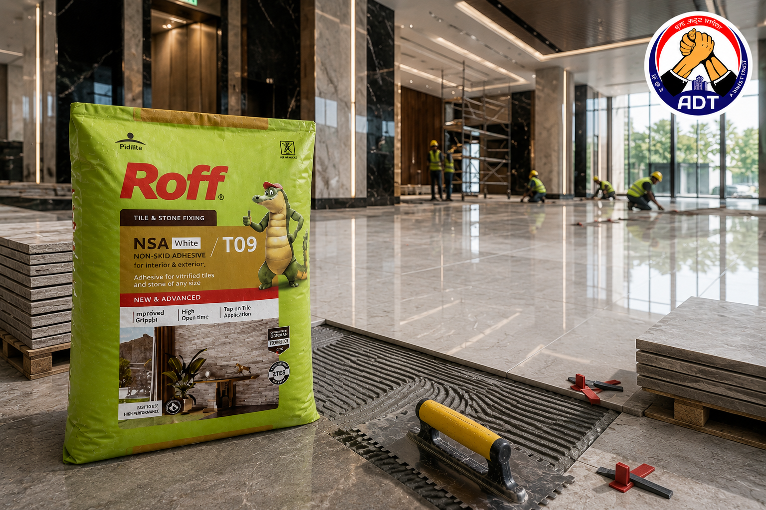 Roff T09 NSA fixing translucent glass mosaic tiles without shadowing