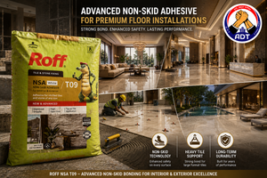 Roff T09 NSA white tile adhesive that keeps light tile colour true
