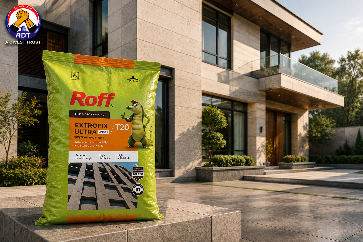 Roff T20 Extrofix Ultra fixing translucent tiles without shadow marks