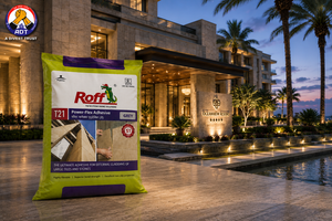 Roff T21 Extrofix Ultra combed onto an external wall for large format tiles