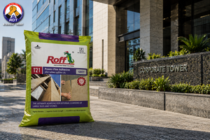 Roff T21 Extrofix Ultra flexible adhesive holding heavy stone on a facade
