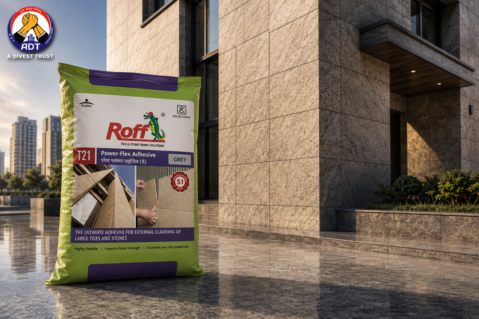 Roff T21 Extrofix Ultra deformable adhesive for large tiles indoors and outdoors