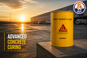 Sika Antisol A-4 acrylic curing compound applied to a concrete slab before tiling
