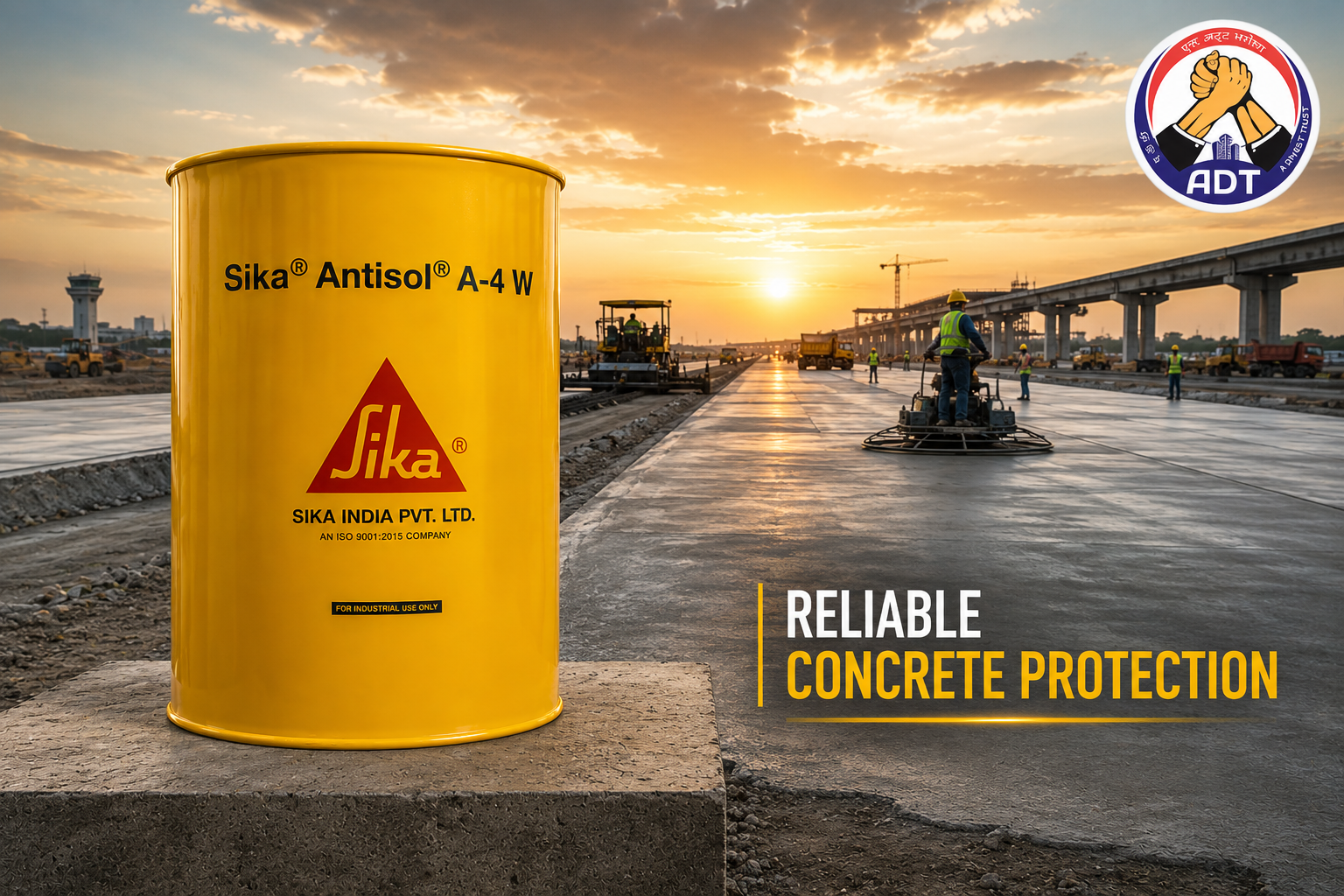 Sika Antisol A-4 water dispersed acrylic curing compound sprayed on concrete