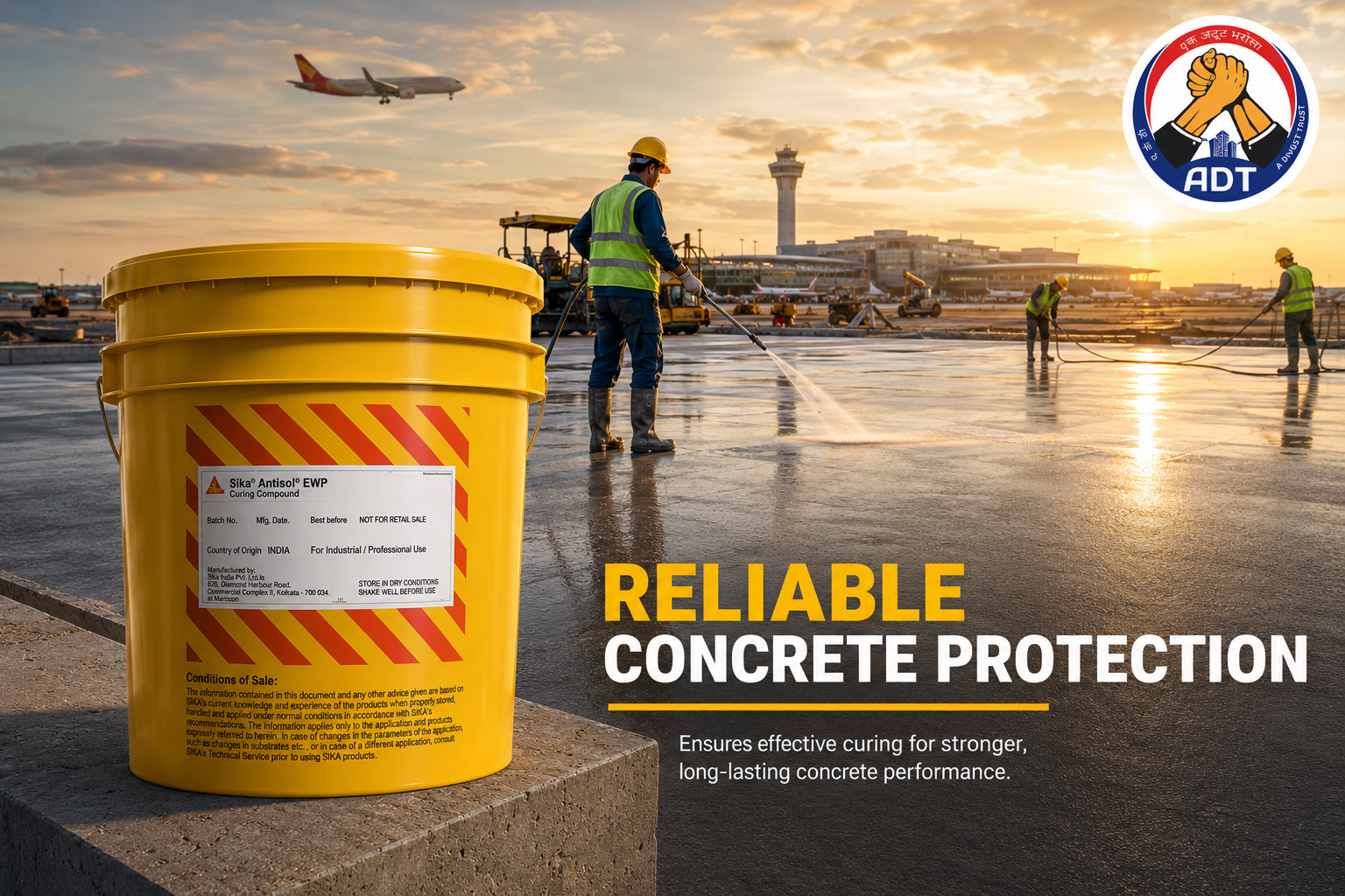 Sika Antisol EWP white curing compound for highways runways and roof decks