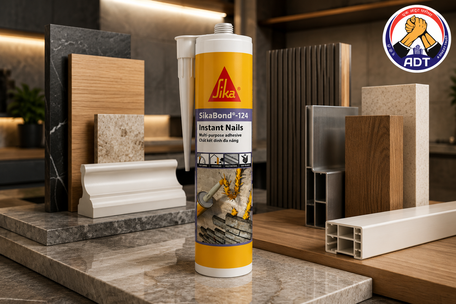 Sika Bond 124 MS polymer sealant gunned into a joint between materials