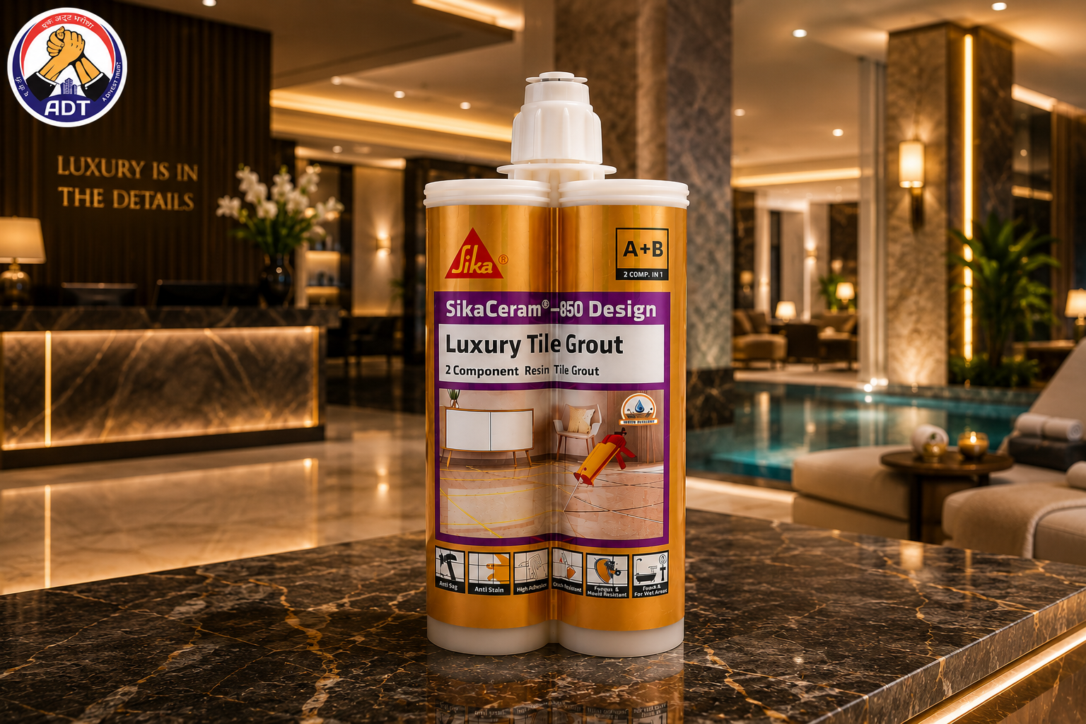 Sika Ceram-850 Design dispensed from a side-by-side cartridge into a joint