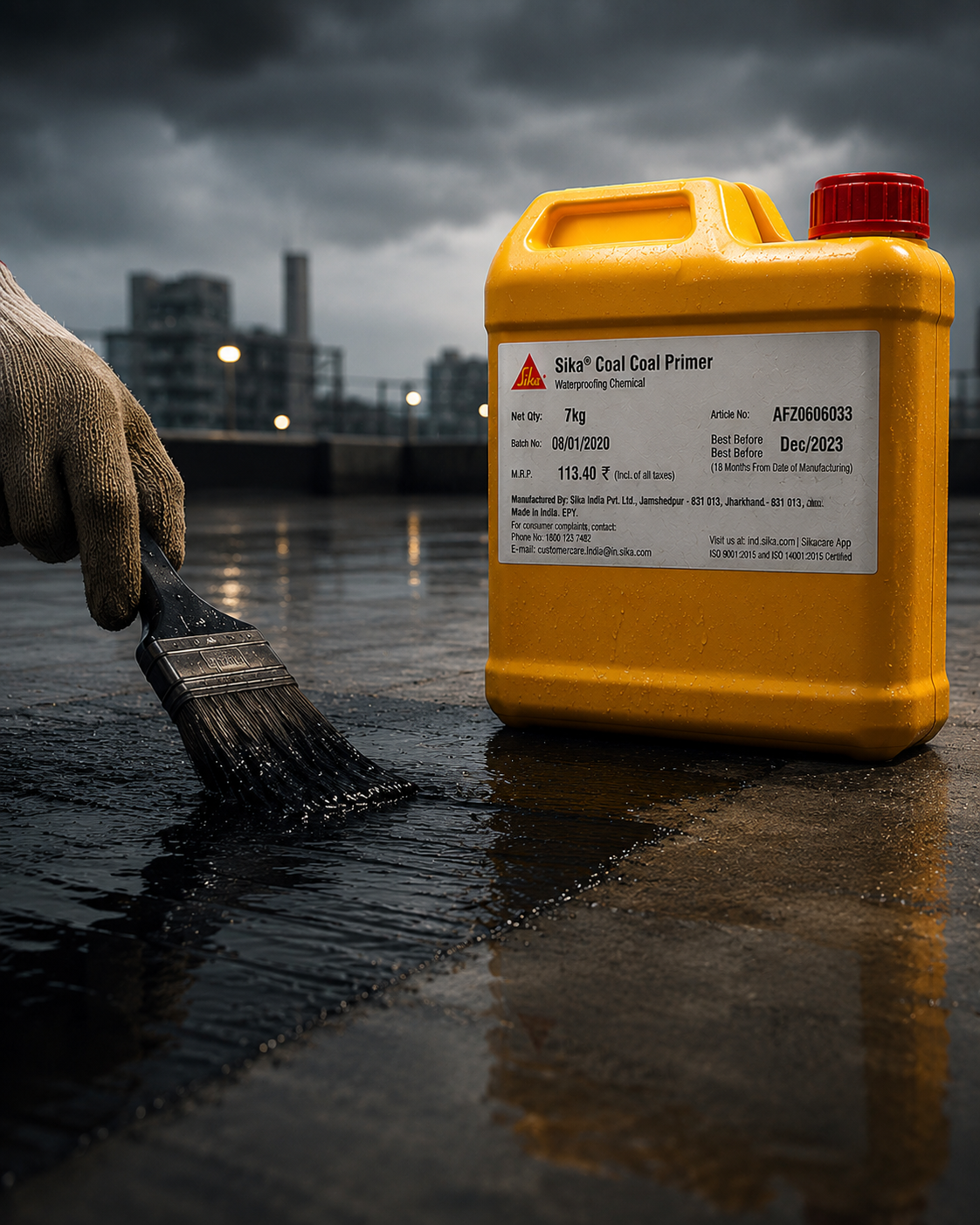 Sika Cool Coat Primer — alkali resistant waterproofing chemical primer for roof slabs, terraces and parapet walls across India
