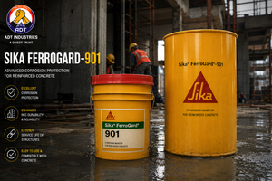 Sika Ferrogard-901 migrating corrosion inhibitor admixture — protects steel reinforcement chloride attack marine coastal concrete India
