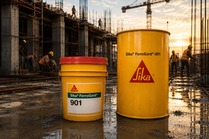 Sika Ferrogard-901 added to concrete mix — migrating corrosion inhibitor protecting steel reinforcement from chloride corrosion India
