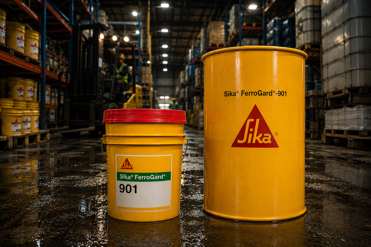 Sika Ferrogard-901 product close up — migrating corrosion inhibitor admixture specifications Sika India
