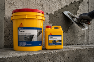 Sika Latex Power SBR waterproofing coating — reduces shrinkage cracking and improves tensile strength on cementitious substrates




