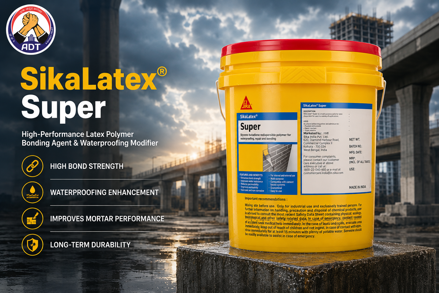 Sika Latex Super SBR polymer bonding agent and waterproofing admixture India