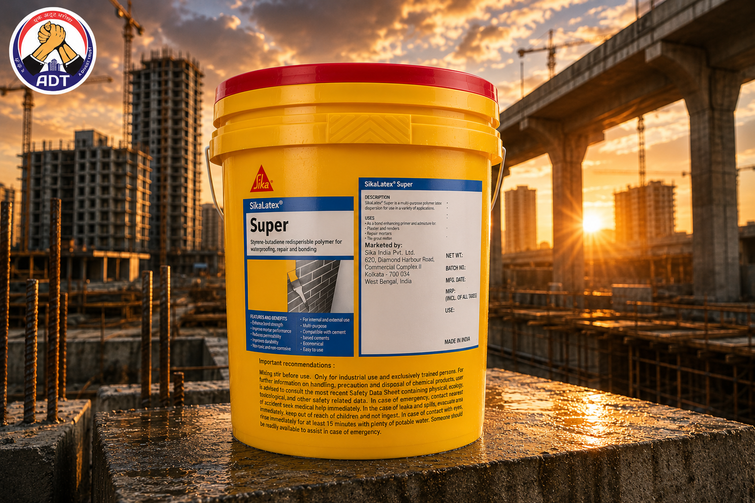 Sika Latex Super mixed into cementitious waterproofing coating for terrace and bathroom India