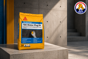 Sika MonoTop-108 Water Plug IN product close up — rapid-setting plug mortar specifications Sika India construction chemical