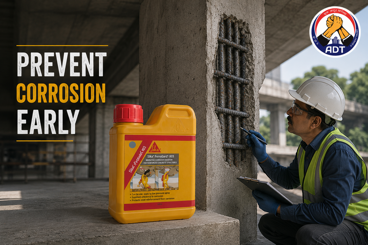 Sika Rustop anti-corrosive coating used on concrete and steel structures