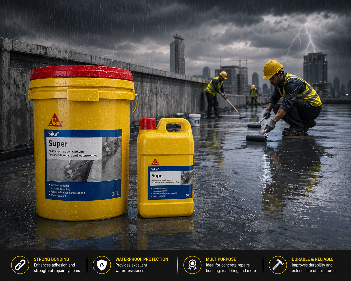 Sika Super Latex — high-performance construction chemical that enhances adhesion between old and new cementitious surfaces




