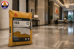 Sikaceram-155 combed onto a bathroom wall for vitrified tiles