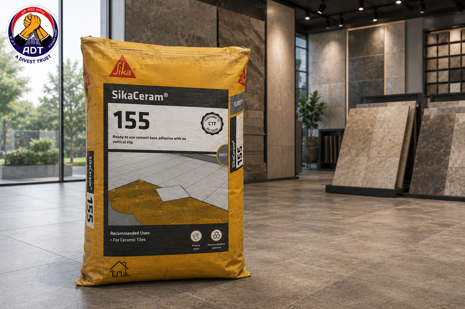 Sikaceram-155 self-curing wet-area tile adhesive for floors and walls