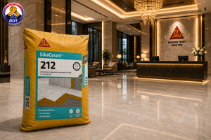 Sikaceram-212 applied in a thicker bed over an uneven surface