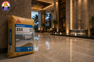 Sikaceram-255 combed onto a floor for large vitrified tiles