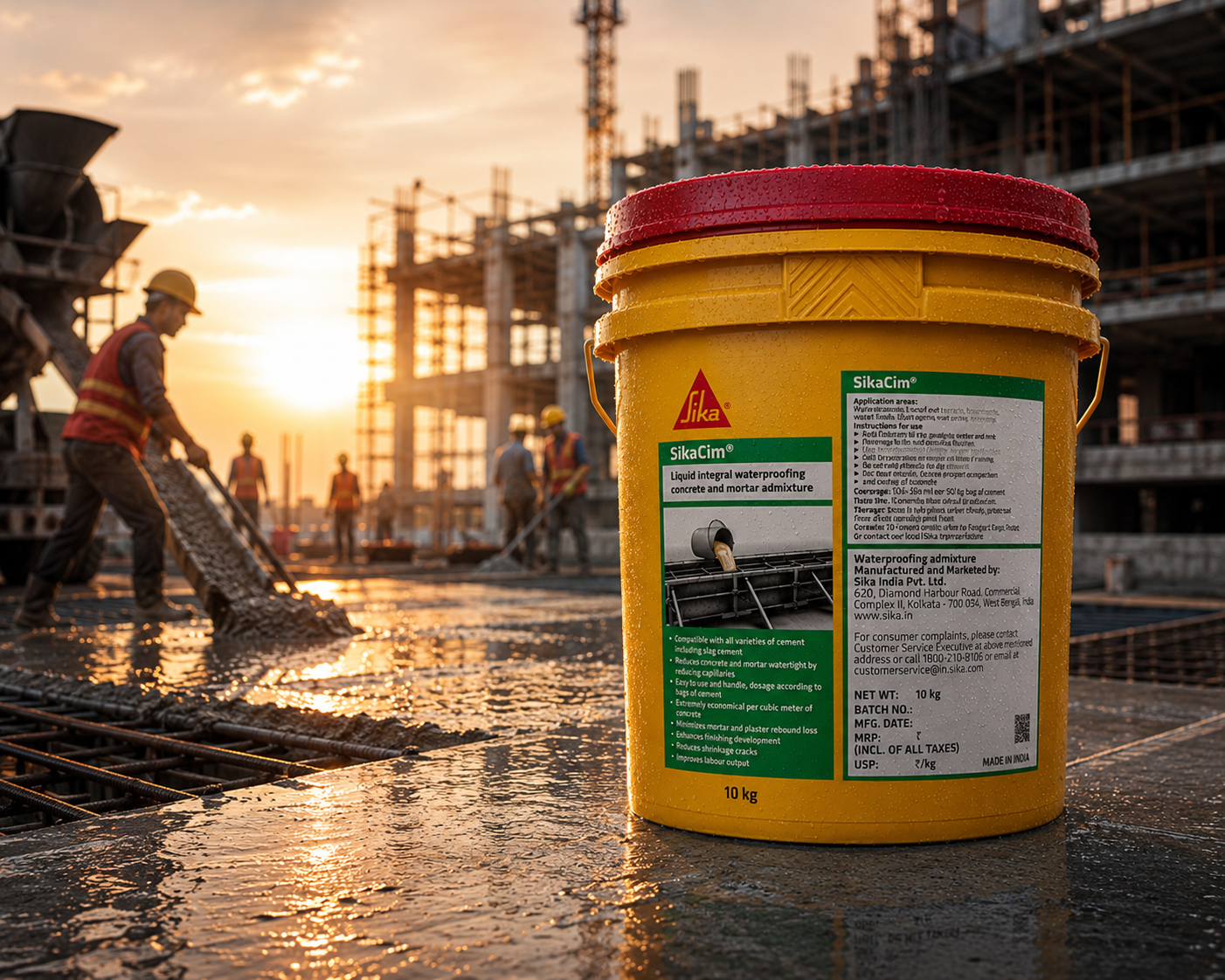 SikaCim integral waterproofing compound for basement, terrace and roof protection


