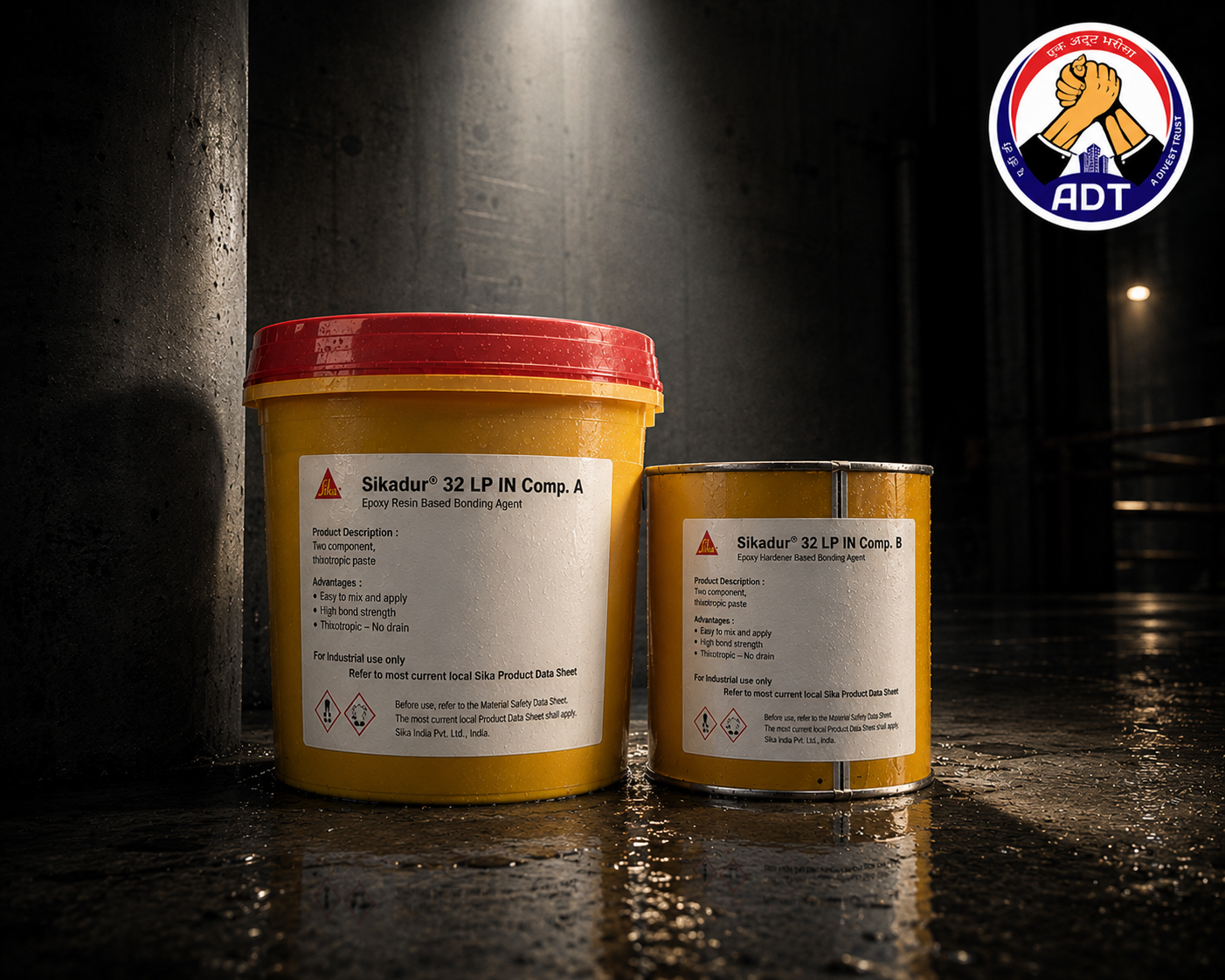 Sikadur 32 LP Sika construction chemical — low-pressure epoxy bonding agent concrete crack repair structural bonding India
