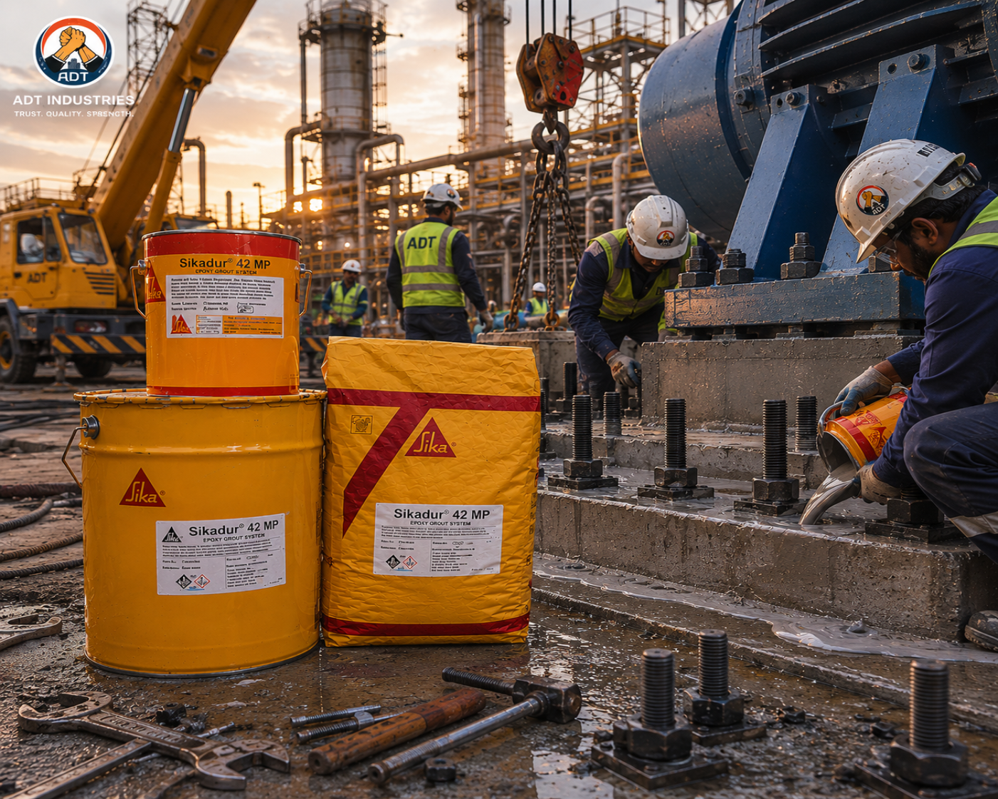 Sikadur-42 MP construction chemical — multi-purpose non-shrink epoxy grout reliable precision grouting performance India

