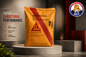Sikadur-43 product close-up — thixotropic epoxy repair mortar vertical overhead concrete repair specifications India
