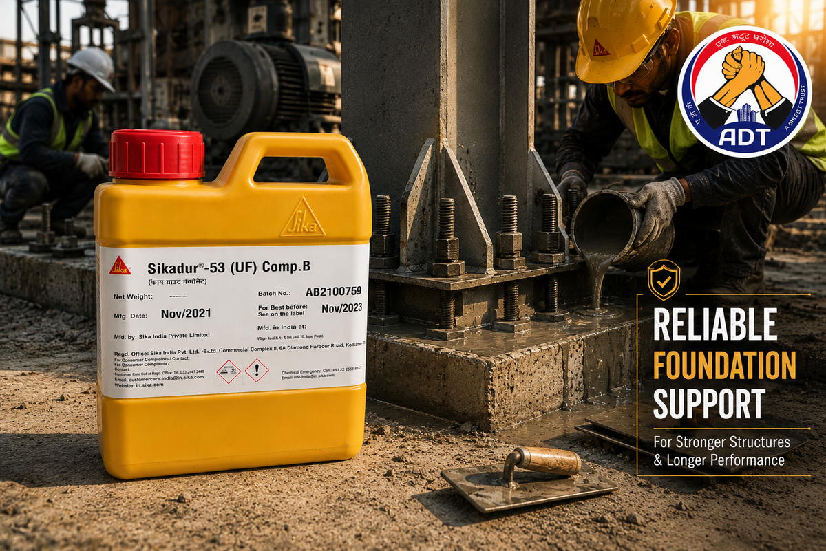 Concrete bearing surface restored with Sikadur-53 UF Mortar — ultra-fine epoxy repair mortar smooth finish India
