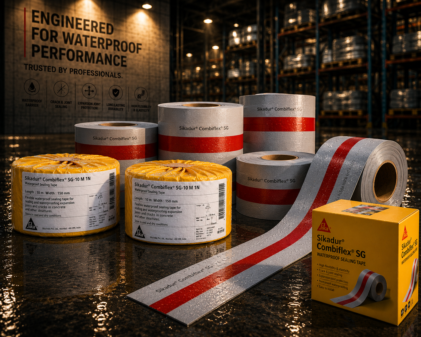 Sikadur Combiflex SG waterproofing solution — epoxy bonded flexible strip for expansion movement joint waterproofing India
