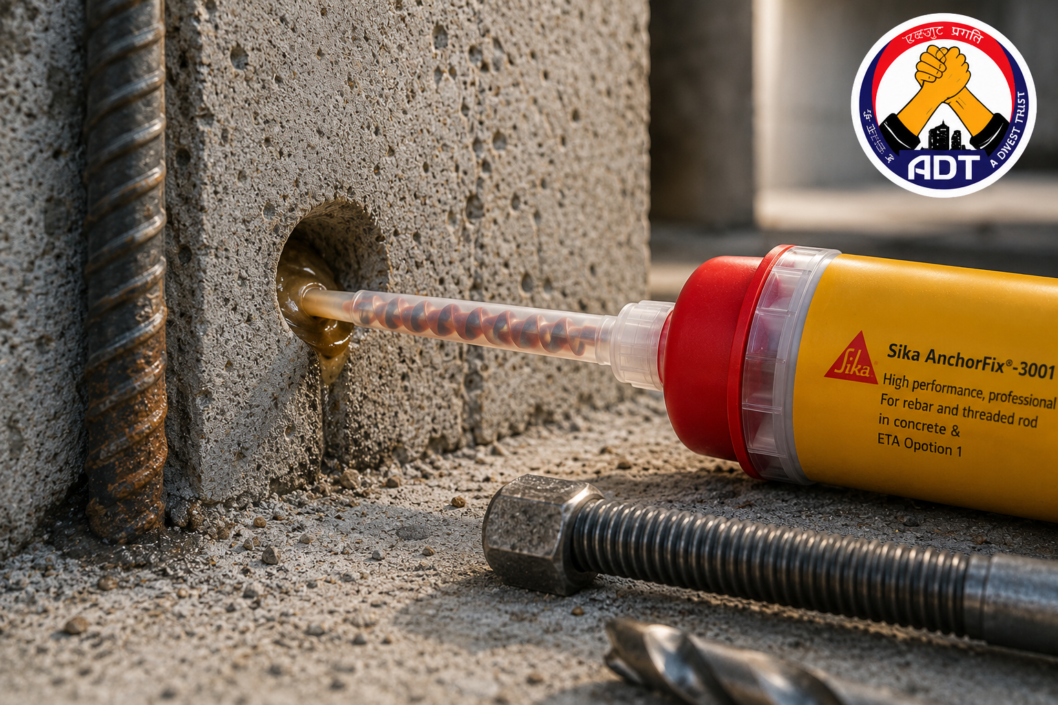 Sikaflex 127 hybrid PU sealant sealing a facade joint outdoors