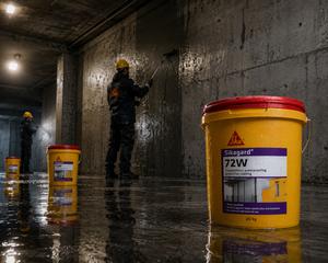 Sikagard 72W — deep-penetrating water repellent waterproofing chemical that bonds with pore structure to repel water and chloride ions




