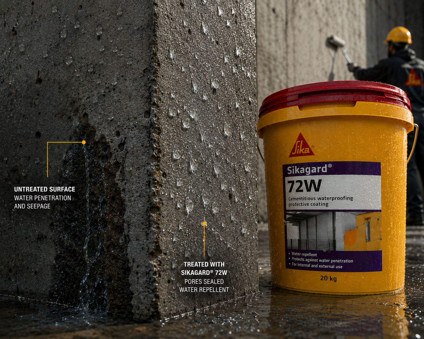 Sika India Sikagard 72W — trusted water repellent construction chemical for long-lasting protection of structural concrete and masonry in India




