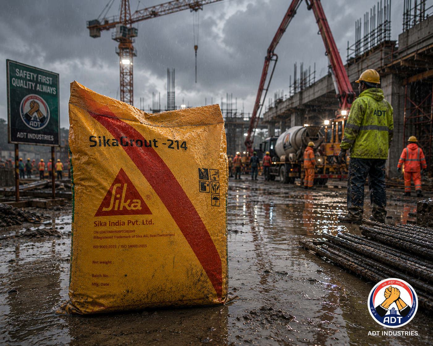 Sikagrout 214 product close up — non-shrink cement grout specifications Sikagrout range Sika India
